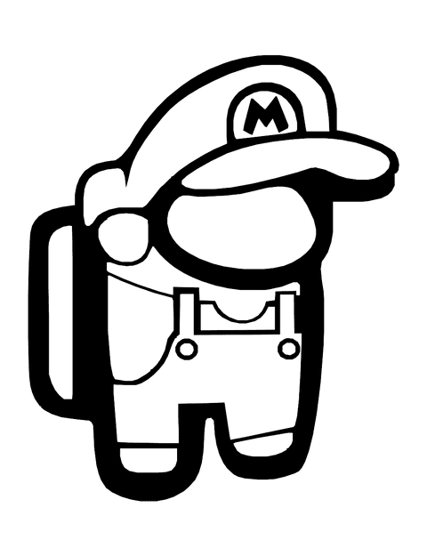 Among Us Super Mario coloring page