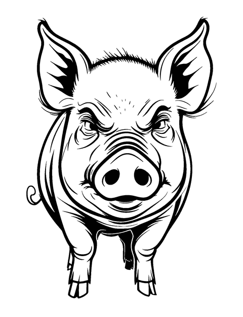 Angry Pig Coloring Page