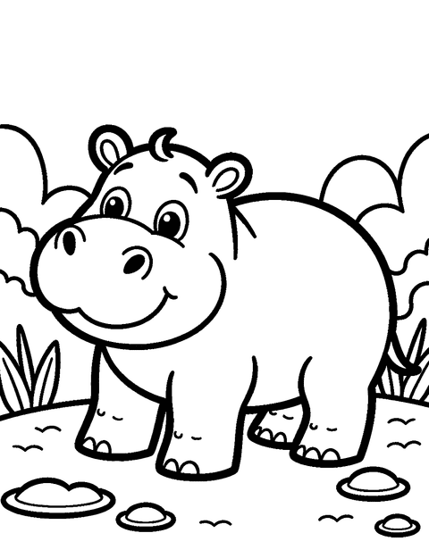 Baby Flodhest coloring page