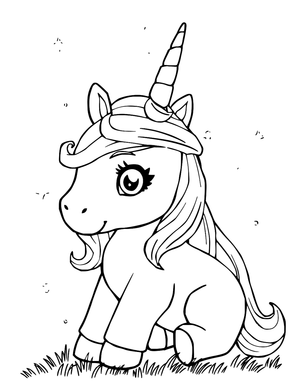 Baby Unicorn Coloring Page