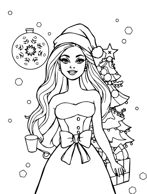 Barbie Christmas coloring page