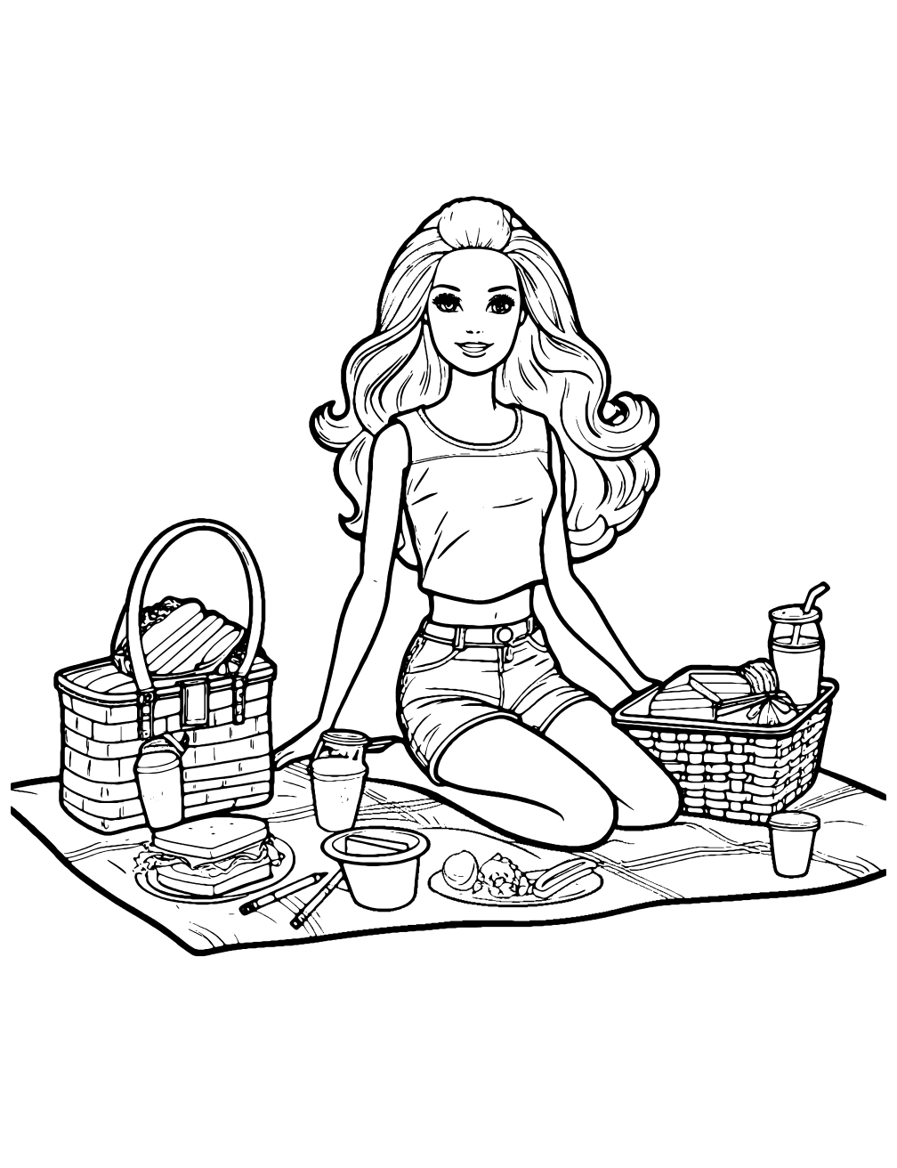 Piquenique Da Barbie Desenho para Colorir