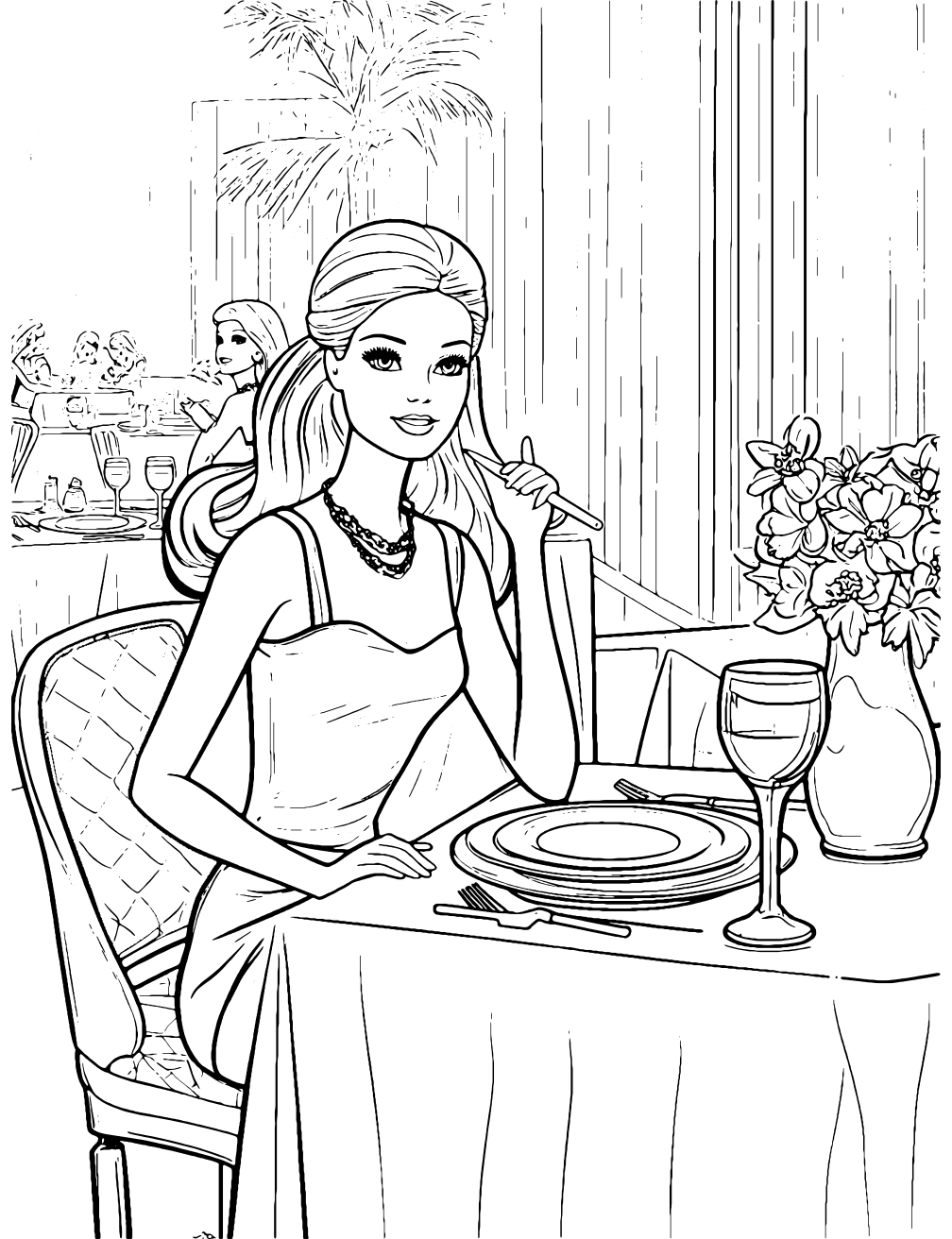 Restaurante Da Barbie Desenho para Colorir