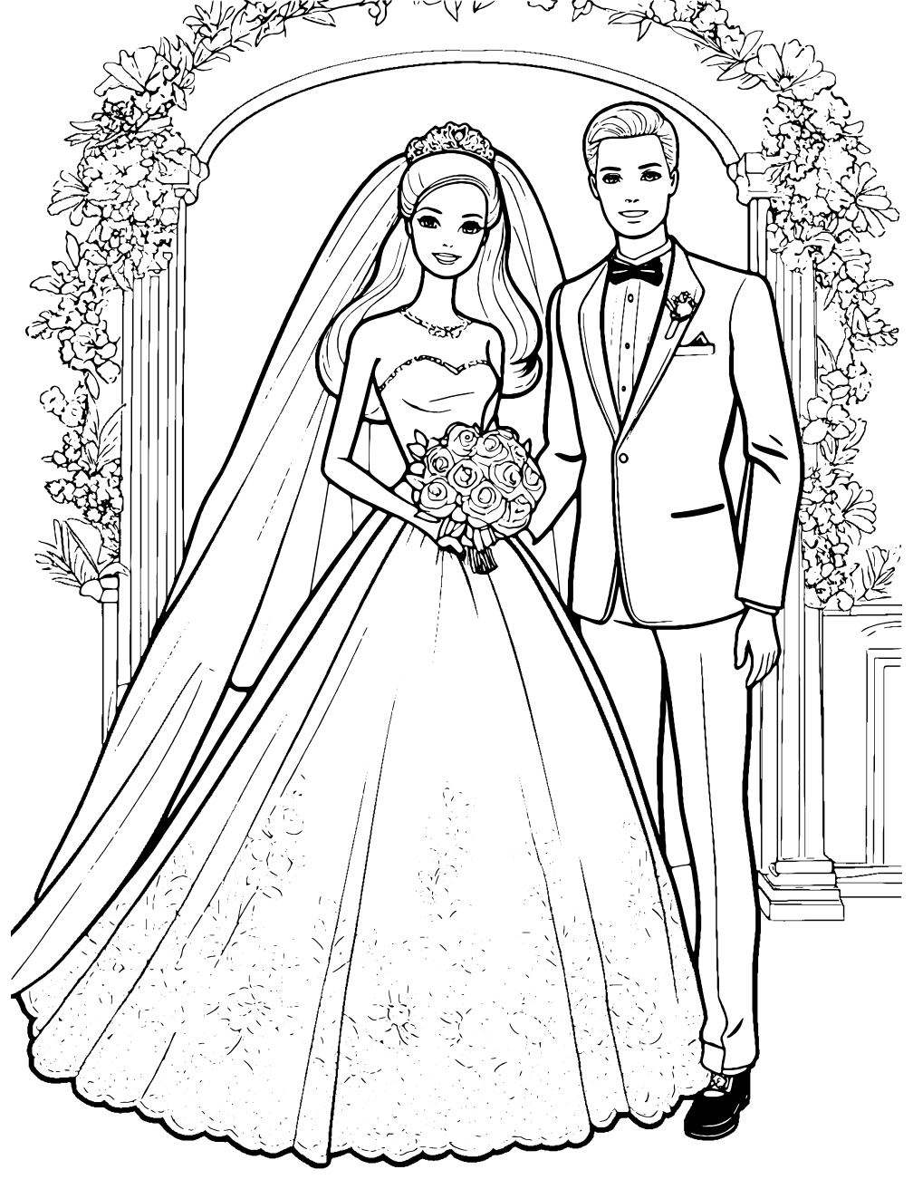 Casamento Da Barbie Desenho para Colorir