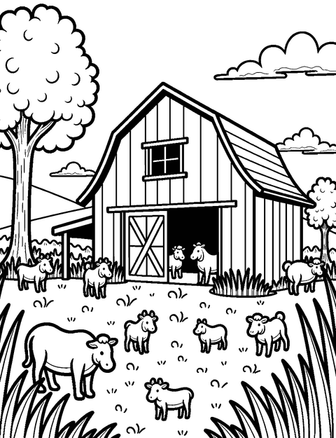 Barn Farm coloring page