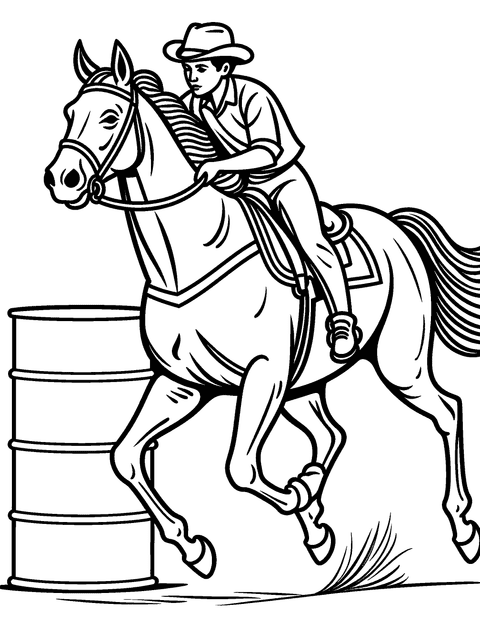 Cavallo Da Corsa Con I Barili coloring page