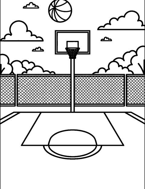 Basketballplatz coloring page