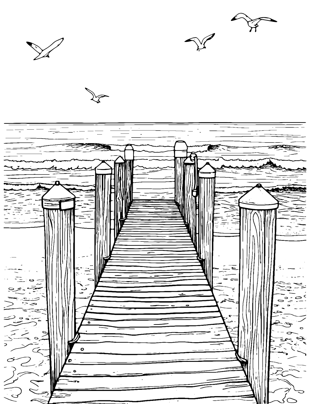 Beach Dock Coloring Page