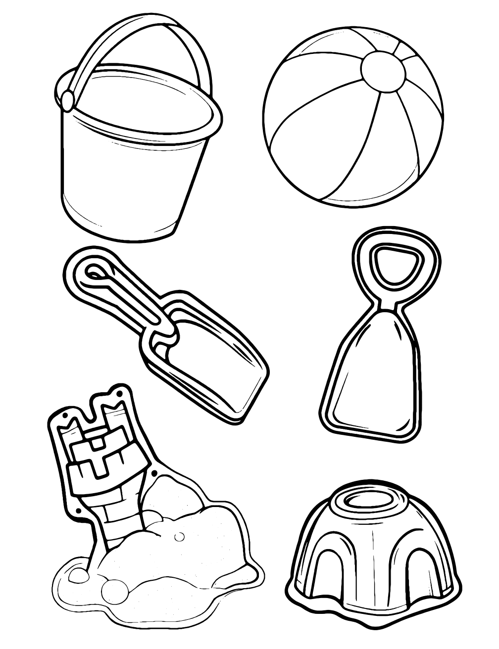 Beach Toys Coloring Page