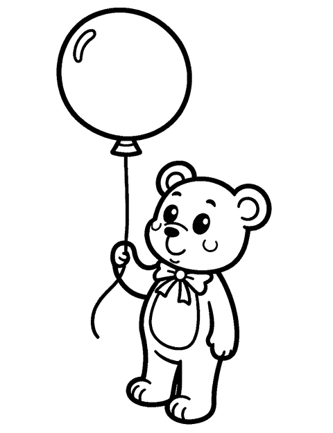 Teddy Bear Holding Balloon coloring page