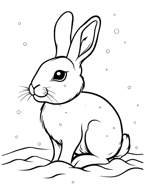 Bunny In Snow Coloring Page