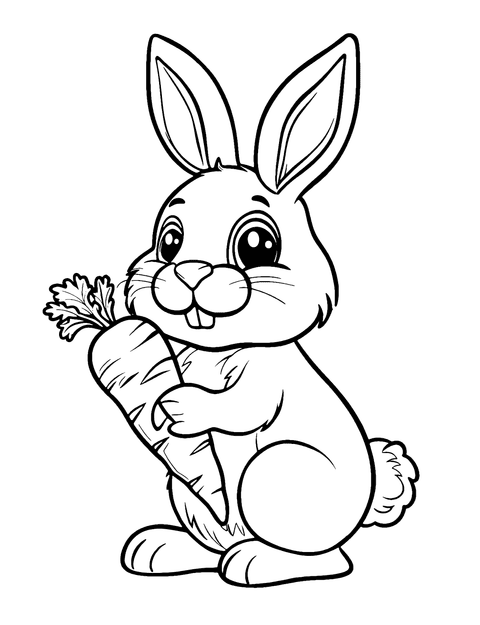 Bunny With Carrot Coloring Page