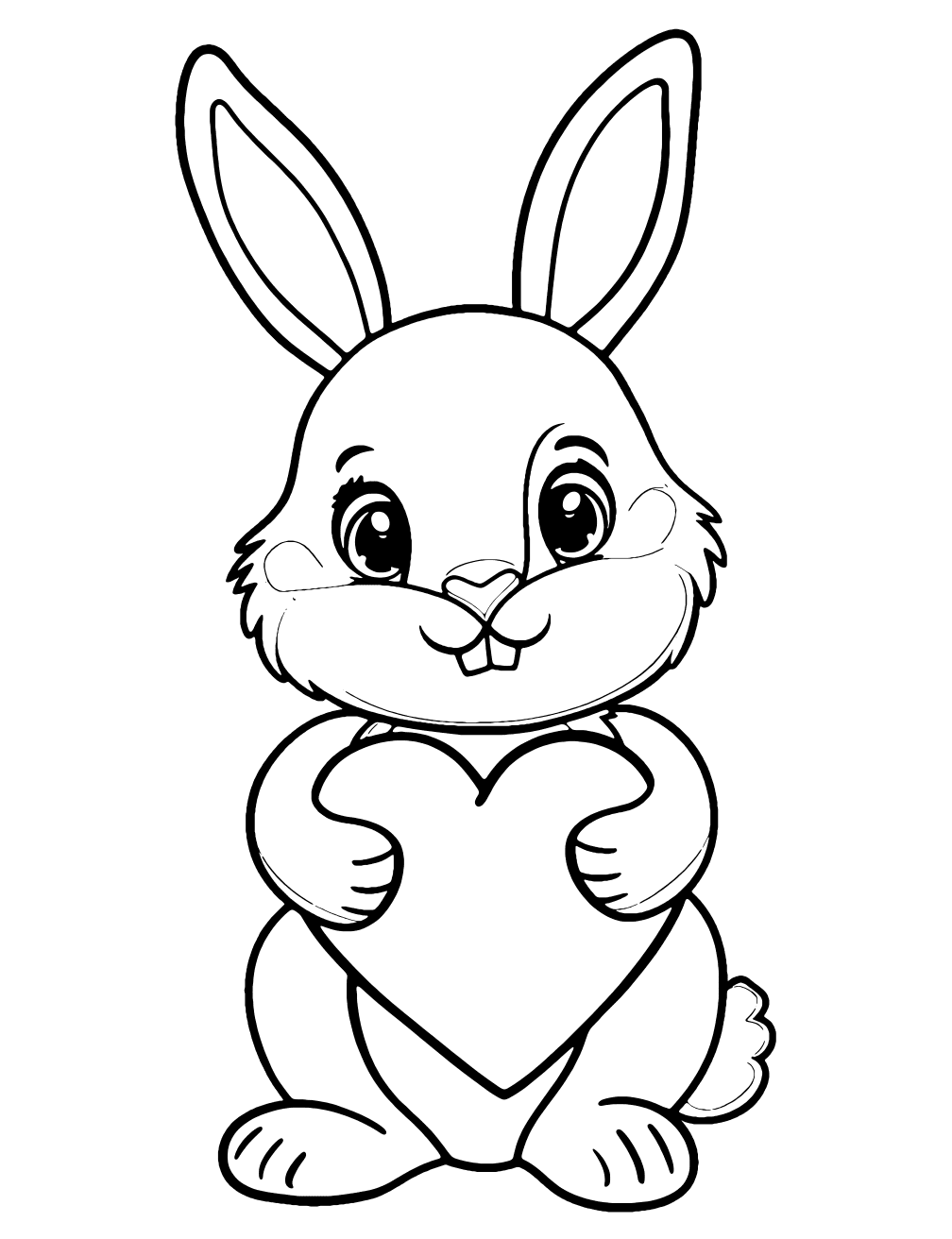 Bunny With Heart Coloring Page