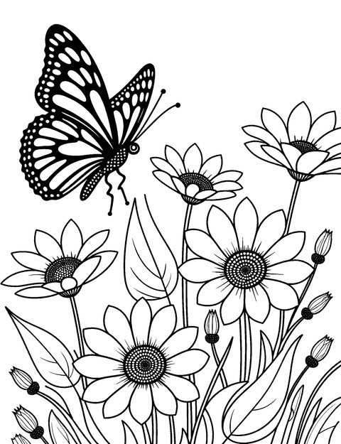 Mariposa Flores coloring page