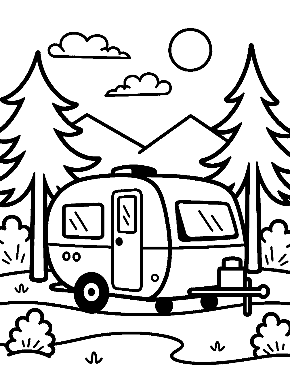 Trailer De Camping Desenho para Colorir