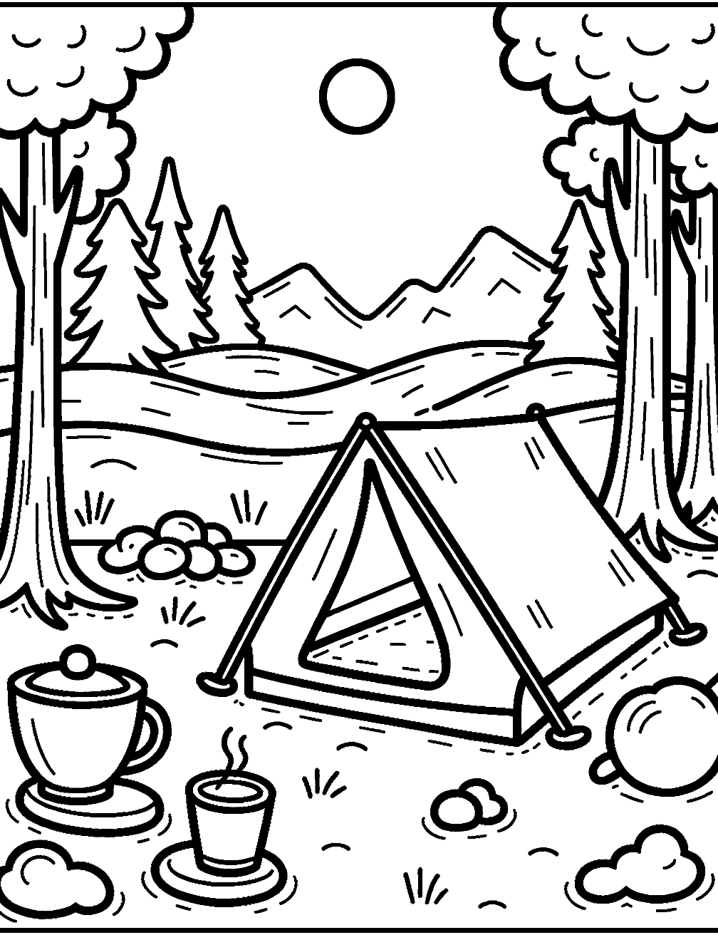 Equipamento De Camping Desenho para Colorir