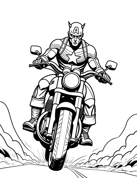 Capitan America Moto coloring page