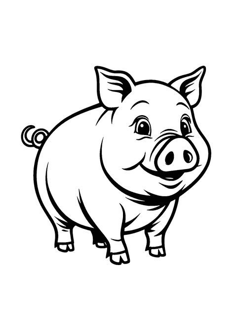 Cartoon Pig Coloring Page