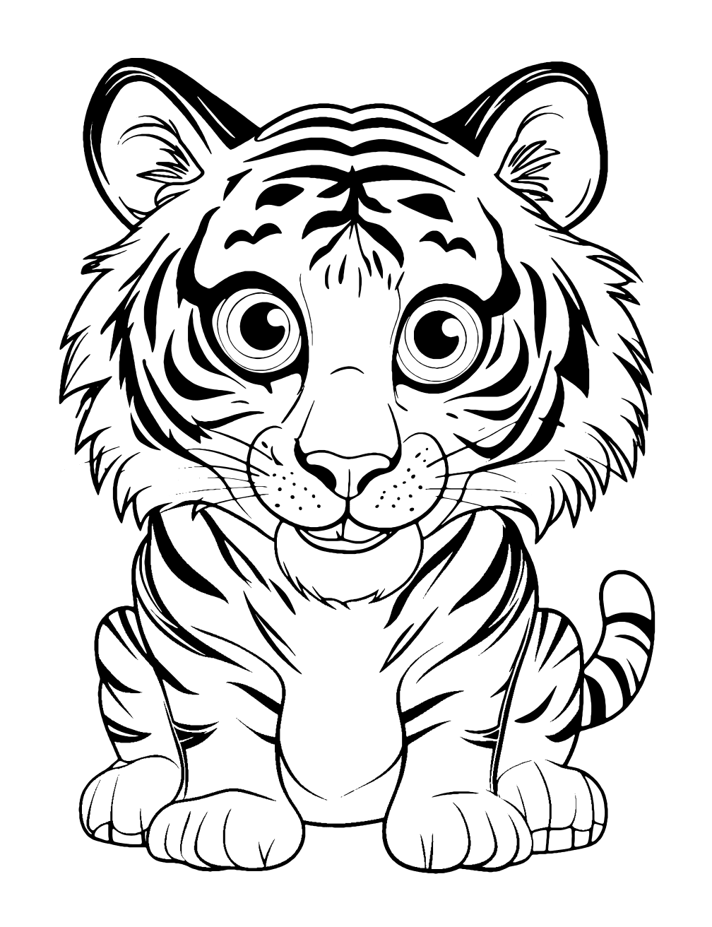 Cartoon Tiger Coloring Page