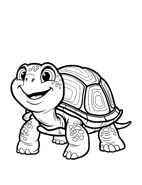 Cartoon Turtle Coloring Page