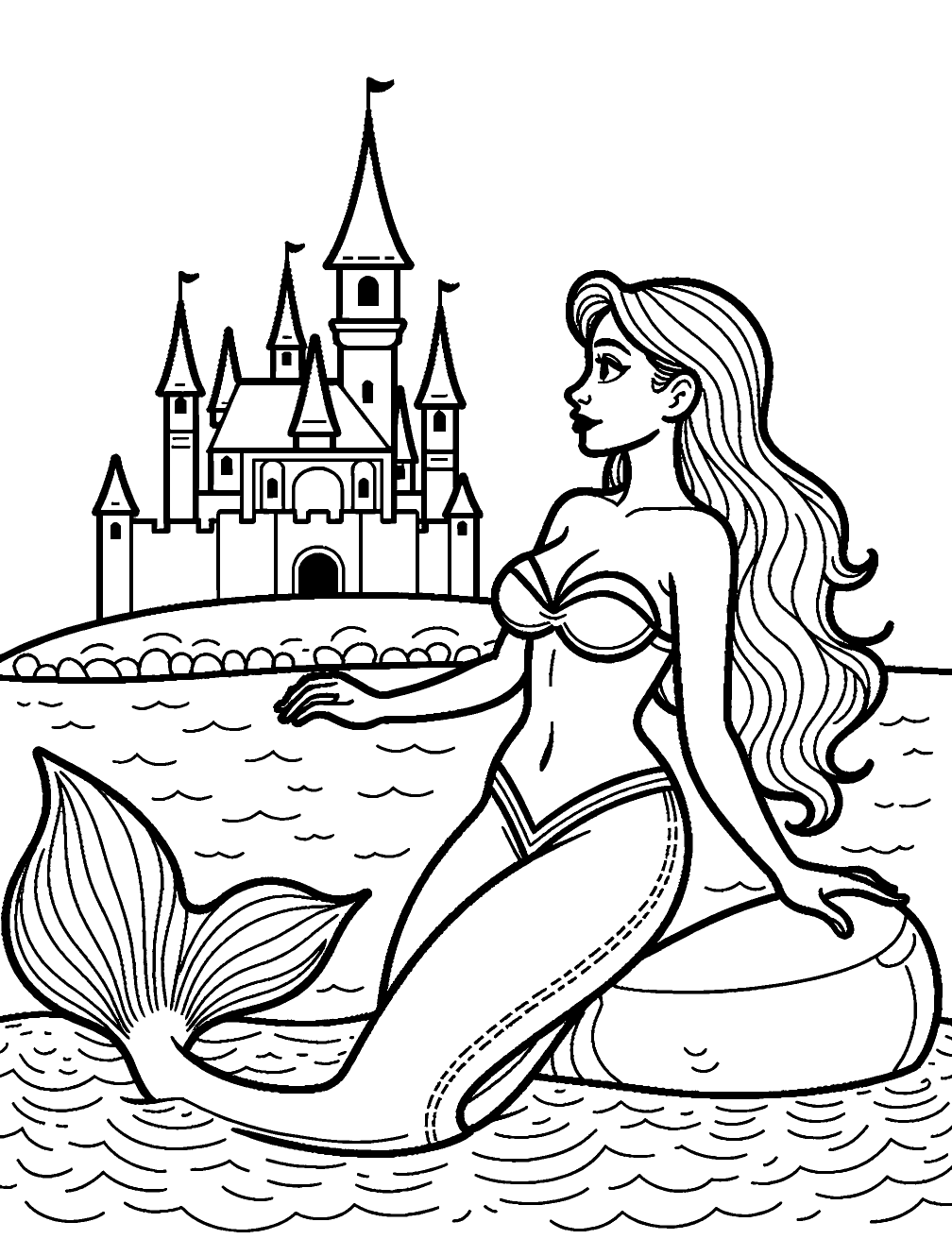 Castello E Sirene Disegno da Colorare