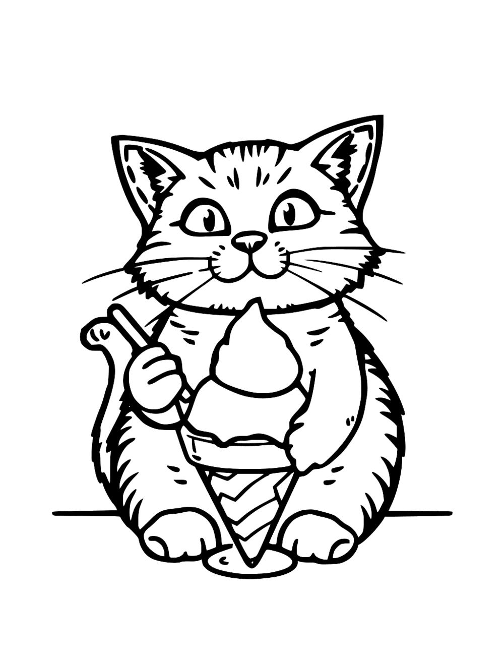 Cat Ice Cream coloring page