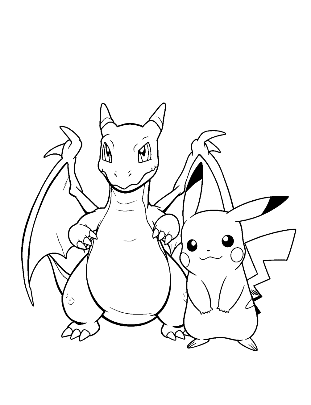 Dibujo de Charizard Con Pikachu para colorear