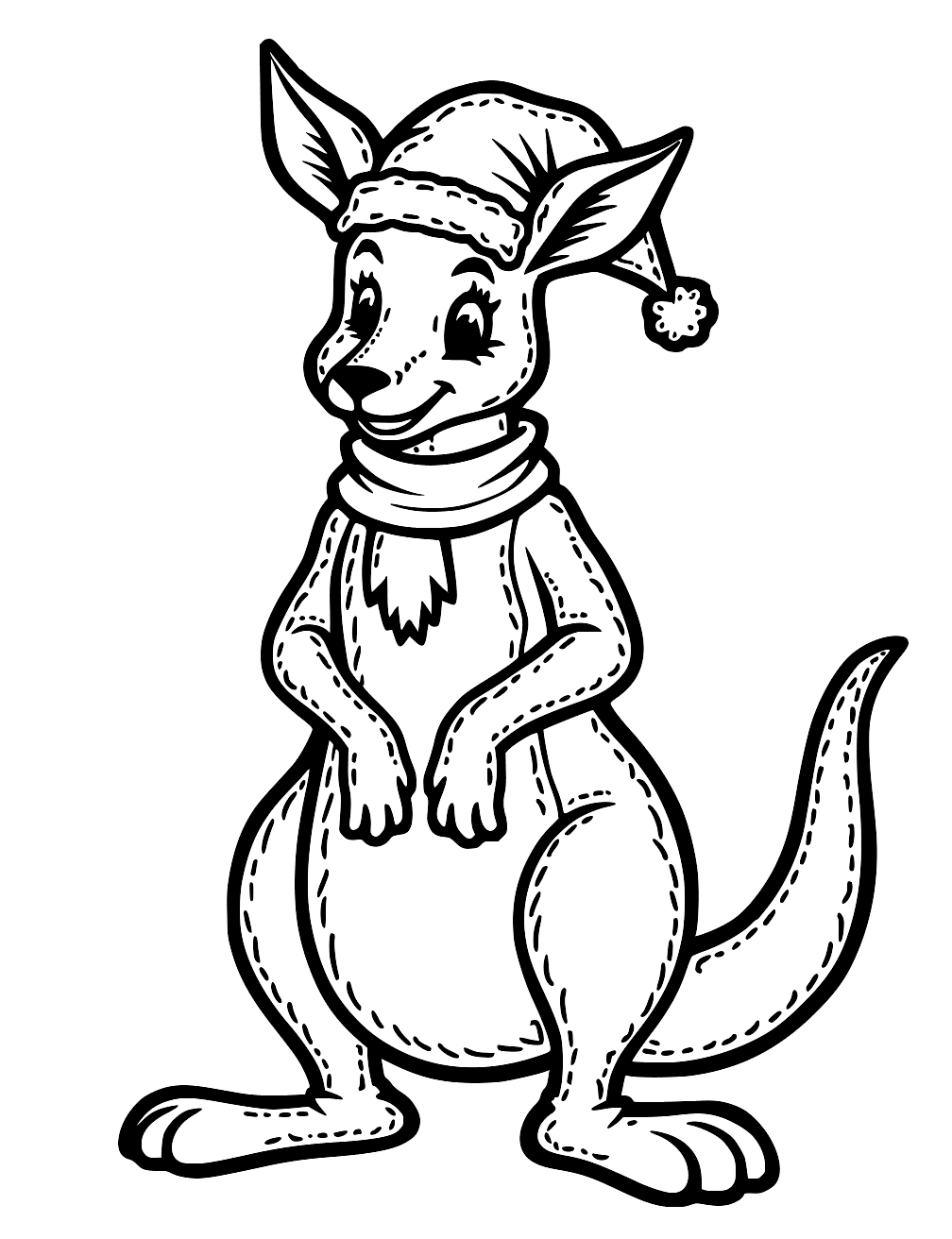 Christmas Kangaroo Coloring Page