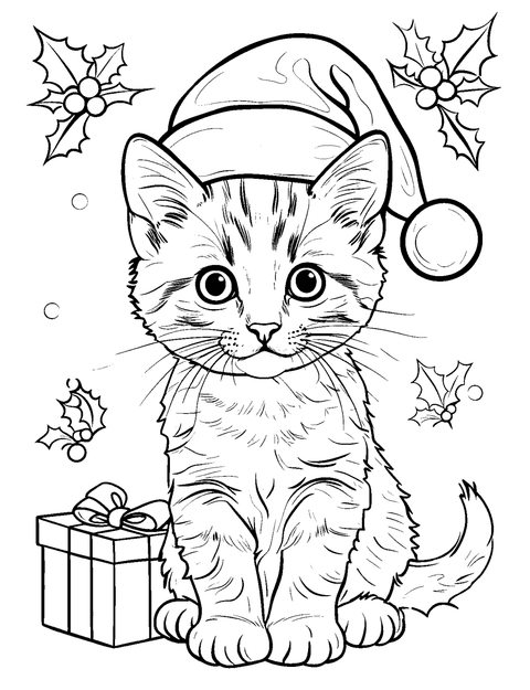 Gatito De Navidad coloring page