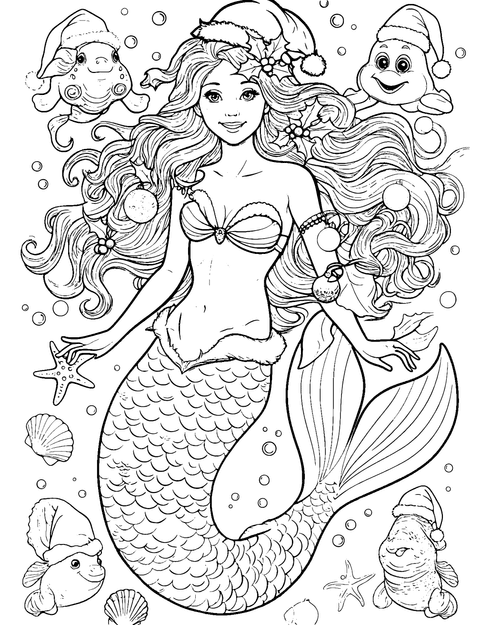 Sirena De Navidad coloring page