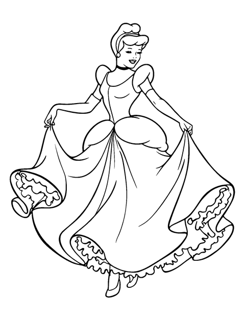 Cinderella Dancing Coloring Page