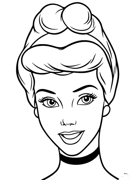 Cinderella Face Coloring Page