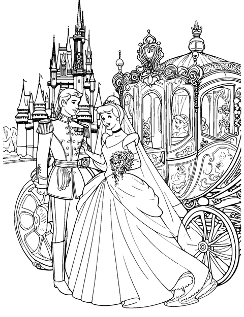 Cinderella Wedding Coloring Page