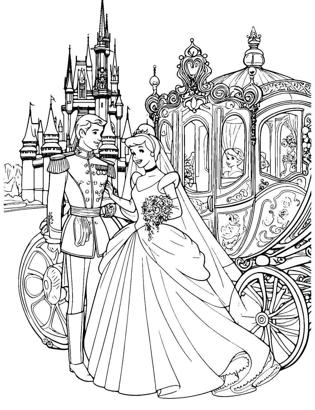 Cinderella Wedding Coloring Page