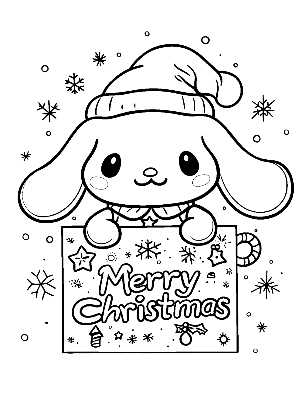 Dibujo de Cinnamoroll Diciendo Feliz Navidad para colorear