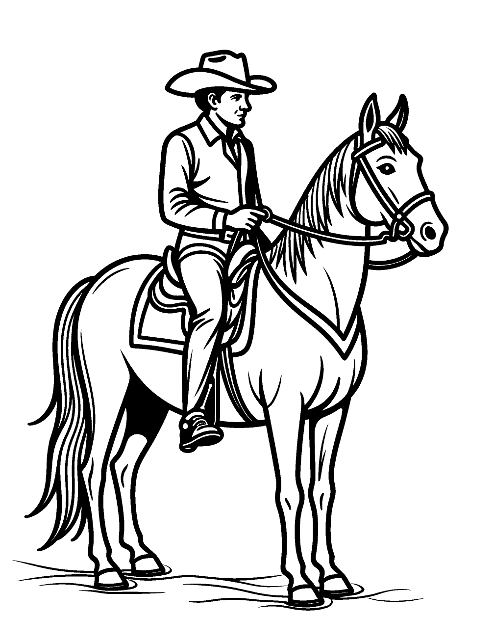 Cowboy E Cavallo Disegno da Colorare