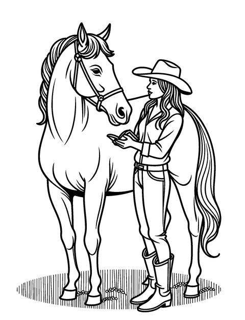 Cowgirl E Cavallo coloring page