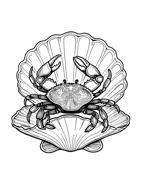 Crab In Shell Coloring Page