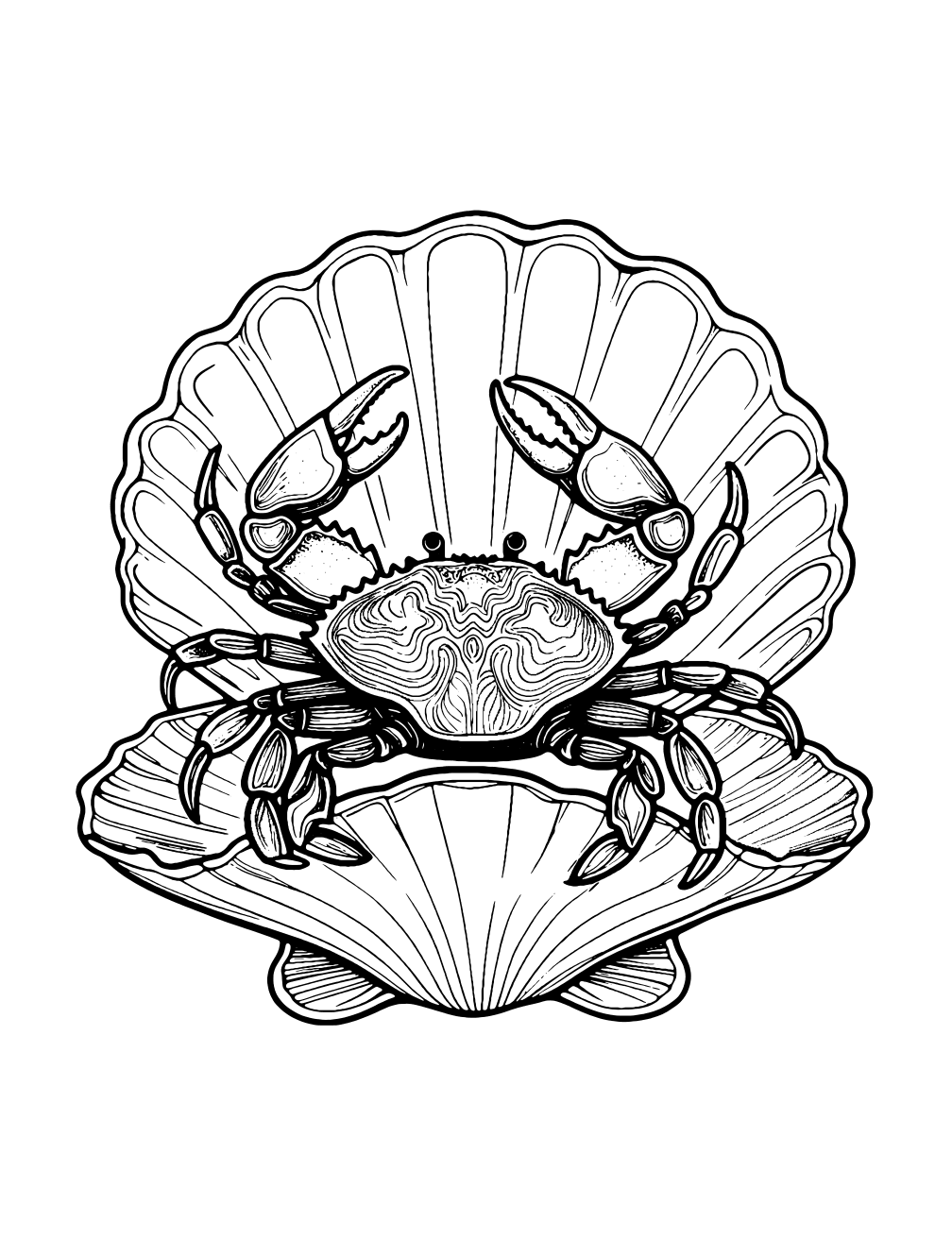 Crab In Shell Coloring Page