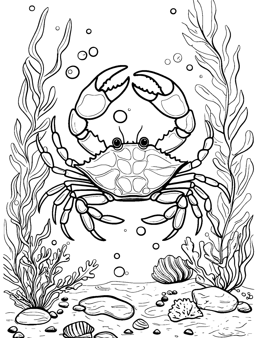 Crab Under Sea Coloring Page