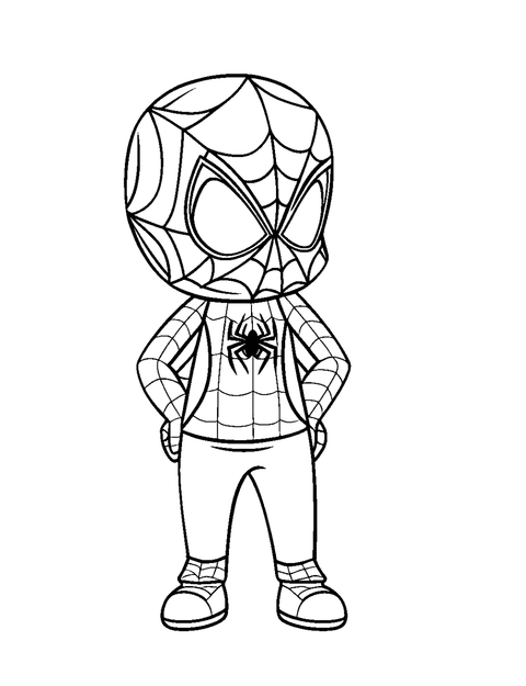 Chibi Spiderman Mignon coloring page