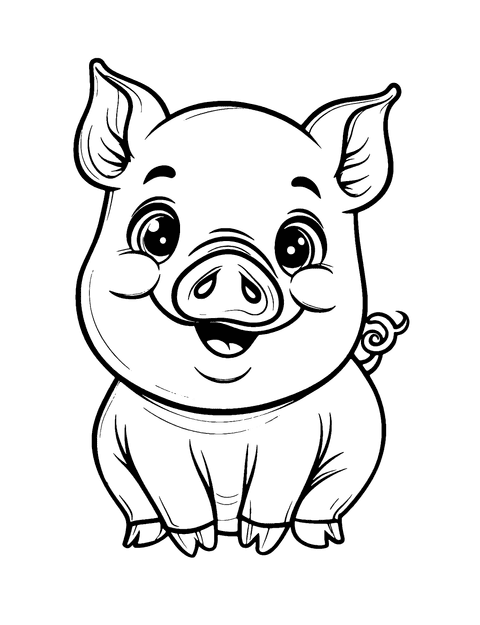 Cute Pig Coloring Page