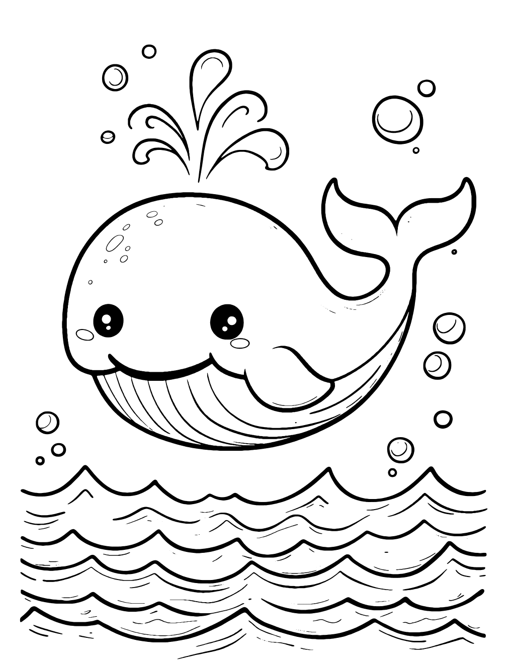 Cute Whale Coloring Page