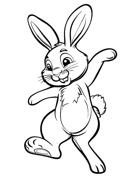 Dancing Bunny Coloring Page