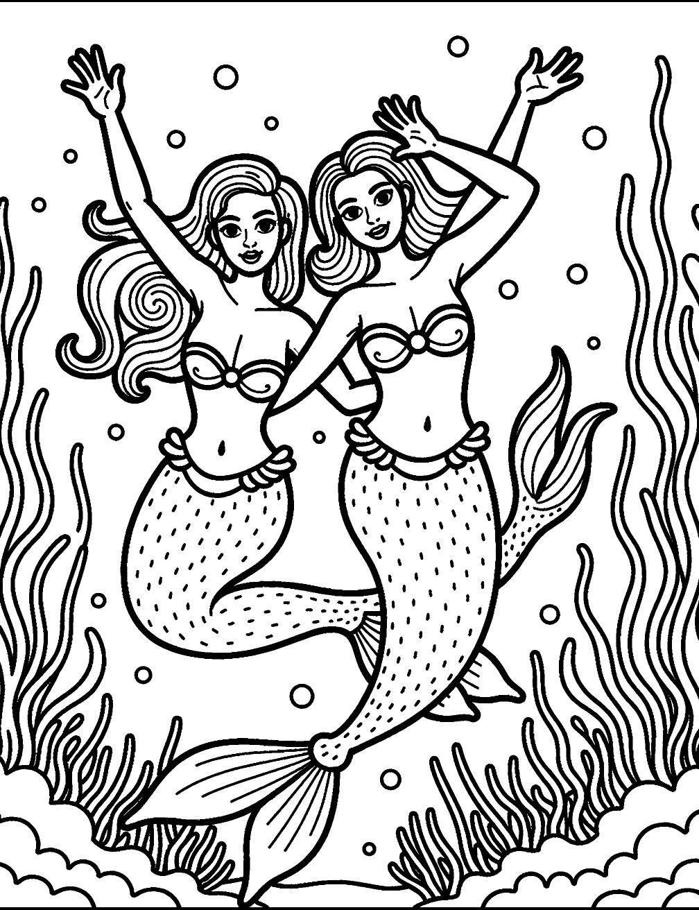 Coloriage Sirènes Dansantes