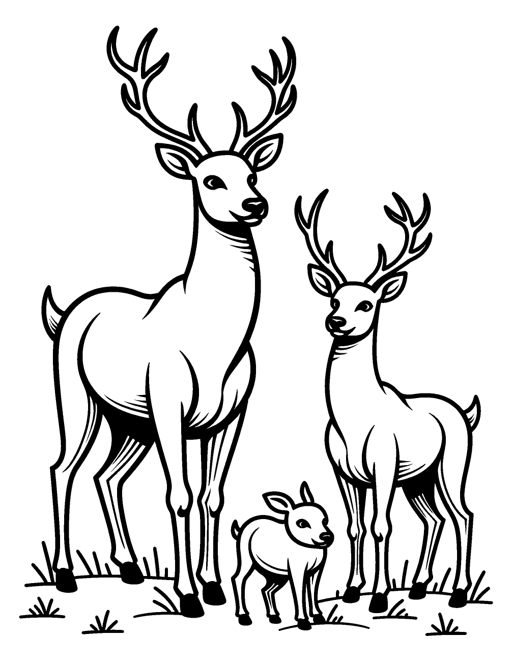 Deer Family Coloring Page