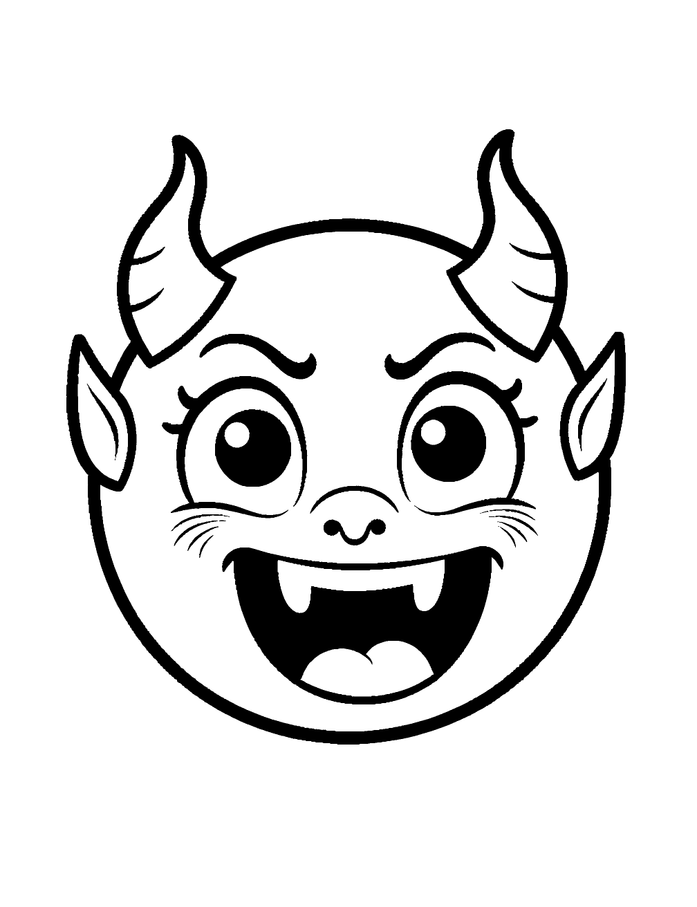 Devil Emoji Coloring Page