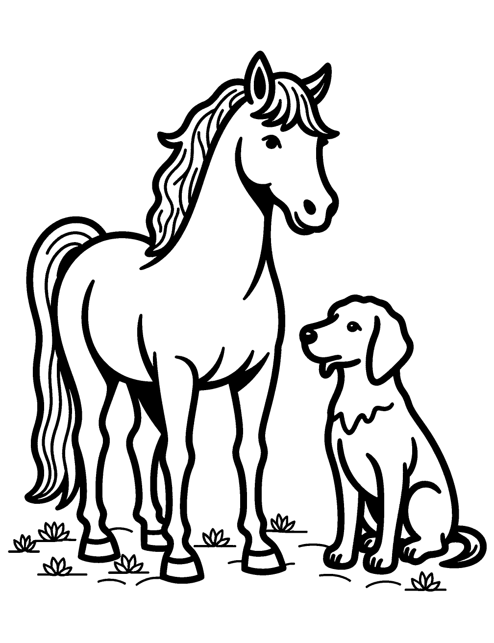 Cane E Cavallo Disegno da Colorare