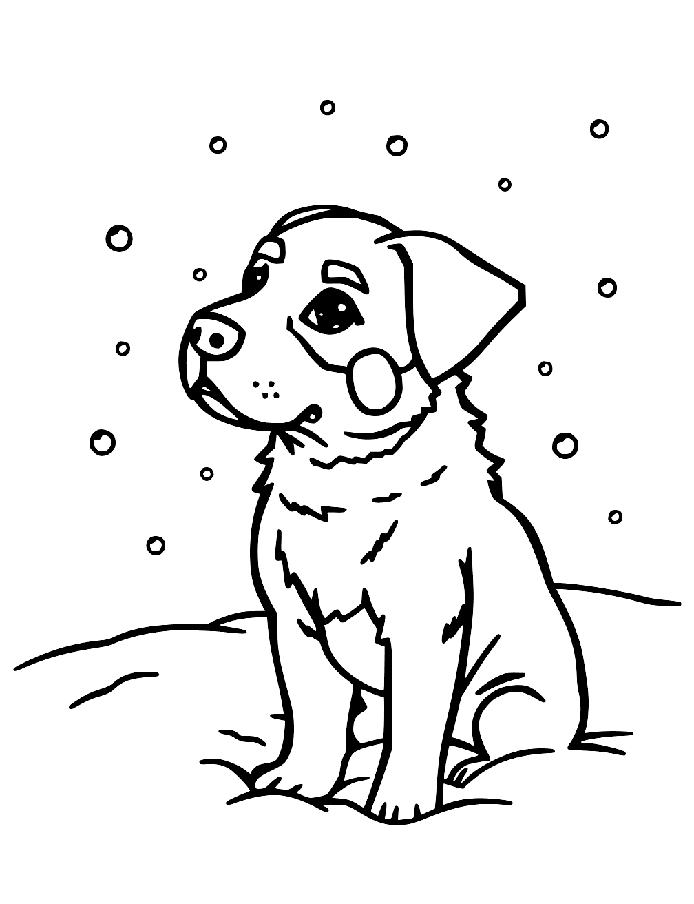 Hond In Sneeuw Kleurplaat