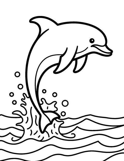 Delfín Saltando Olas coloring page